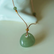 Buddha Stones Natural Jade Luck Prosperity Necklace Pendant (Random Color) Necklaces & Pendants BS 2
