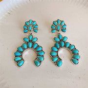 Buddha Stones Retro Bohemian Turquoise Stone Positive Love Drop Dangle Stud Earrings