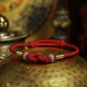 Buddha Stones Red String Jade Luck Fortune Knot Braided String Bracelet Bracelet BS 3