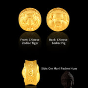 Buddha Stones 999 Gold Chinese Zodiac Auspicious Matches Om Mani Padme Hum Luck Handcrafted Bracelet Bracelet BS 10
