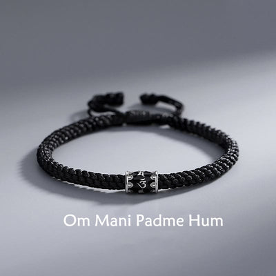 Buddha Stones 925 Sterling Silver Om Mani Padme Hum Peace Braided Bracelet Bracelet BS Om Mani Padme Hum(Love♥Focus)