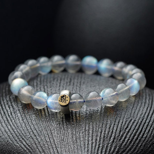 Buddha Stones 12 Chinese Zodiac Moonstone Calm Love Bracelet Bracelet BS 1