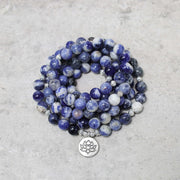 Buddha Stones Natural Blue Aventurine Lotus Peace Necklace Bracelet