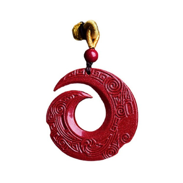 Buddha Stones One's Luck Improves Design Patern Natural Cinnabar Blessing Necklace Pendant Necklaces & Pendants BS 8