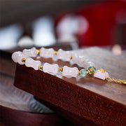 Buddha Stones Natural White Golden Silk Jade Bamboo Pattern Wealth Lucky Bag Fu Character Bracelet Bracelet BS 4