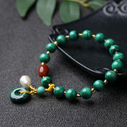 Buddha Stones Natural Malachite Red Agate Bead Protection Charm Bracelet