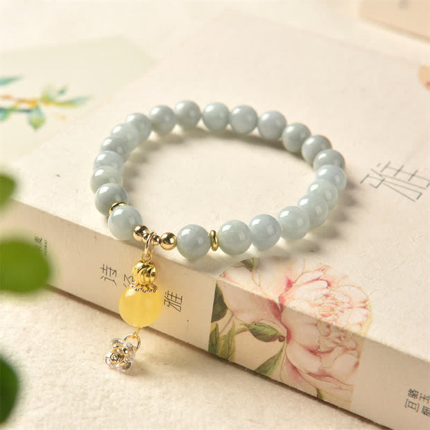 Buddha Stones Natural Jade Amber Happiness Abundance Bracelet Bracelet BS Jade ( Protection ♥ Happiness)