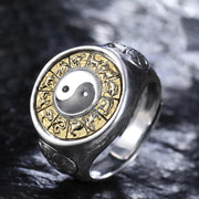 Buddha Stones Yin Yang Balance Adjustable Ring