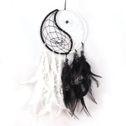 Buddha Stones Yin Yang  Dream Catcher Circular Net with Feathers Balance Decoration Decorations BS #1