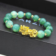 Buddha Stones Handmade Cyan Jade Pi Xiu Success Bracelet Bracelet BS 1