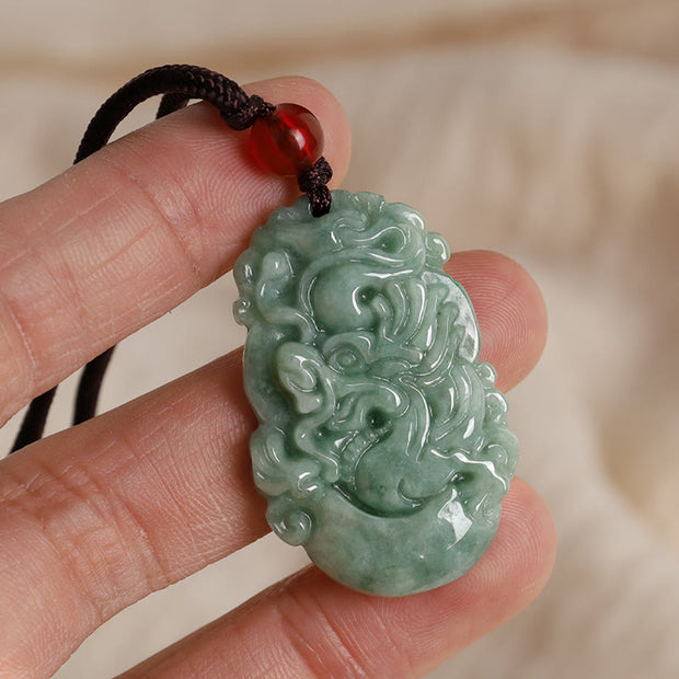 Buddha Stones Natural Jade 12 Chinese Zodiac Prosperity Necklace Pendant Necklaces & Pendants BS 3