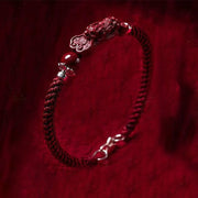 Buddha Stones Handcrafted PiXiu Cinnabar Wealth Luck Braided Bracelet Bracelet BS Dark Red Buckle Rope 17cm
