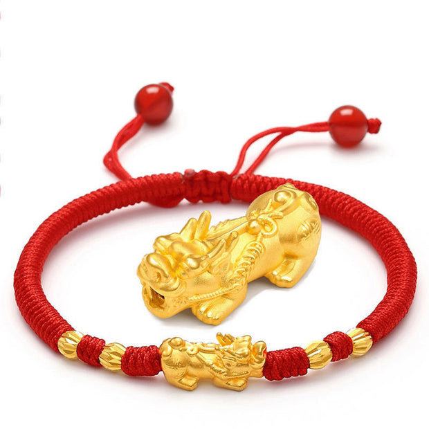 Buddhastoneshop Double Pixiu Wealth String Bracelet