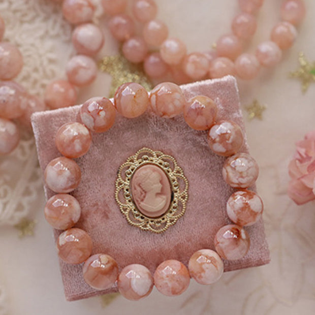 Buddha Stones Natural Rose Quartz Bead Blessing Bracelet Bracelet BS 6