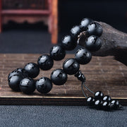 Buddha Stones Tibet White Crystal Black Onyx Om Mani Padme Hum Meditation Bracelet Bracelet BS 7