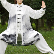 Buddha Stones 3Pcs Ink Painting Meditation Prayer Spiritual Zen Tai Chi Qigong Practice Unisex Clothing Set