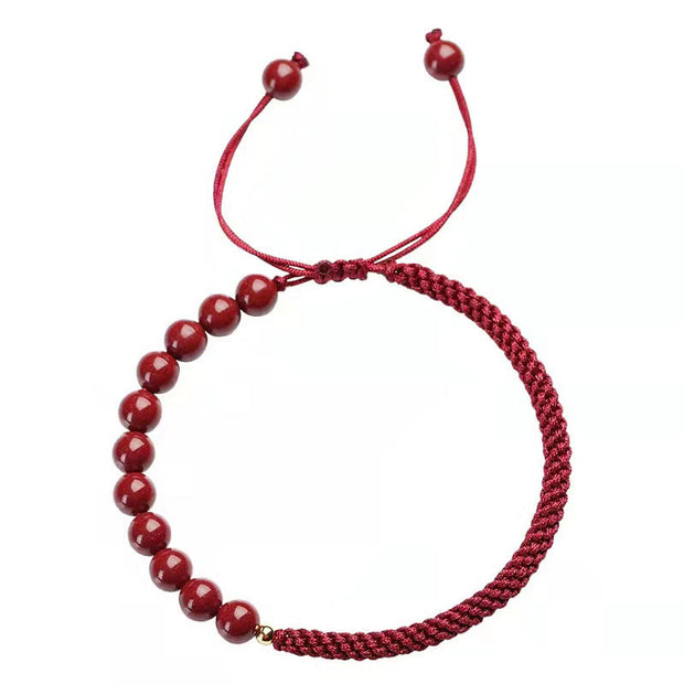 Buddha Stones Natural Cinnabar King Kong Knot Blessing String Bracelet Bracelet BS 12