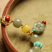 Buddha Stones Jade Amber Lotus Bead Luck Bracelet Bracelet BS 18