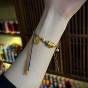 Buddha Stones Tibetan Handmade Om Mani Padme Hum Prayer Wheel Protection Strength String Bracelet Bracelet BS 4