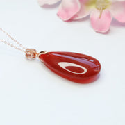 Buddha Stones 925 Sterling Silver Waterdrop Red Agate Confidence Necklace Pendant Necklaces & Pendants BS 7