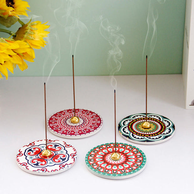 Buddha Stones Colorful Pattern Ceramic Blessing Stick Incense Burner Incense Burner BS 5