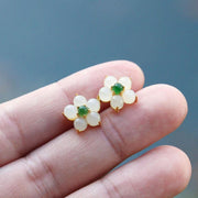 FREE Today: Release Negativity White Jade Flower Blessing Stud Earrings FREE FREE 4