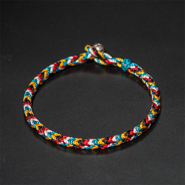 Buddha Stones Tibet Handmade Five Color Thread Protection Braid String ...