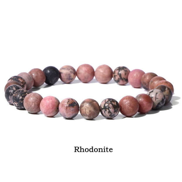 Buddha Stones Natural Stone Quartz Healing Beads Bracelet Bracelet BS 8mm Rhodonite