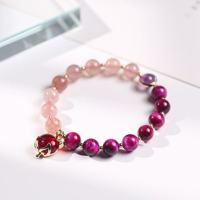 Buddha Stones Natural Strawberry Quartz Pixiu Love Bracelet Bracelet BS 1