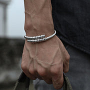 Buddha Stones Tibetan Heart Sutra White Copper Charm Bracelet