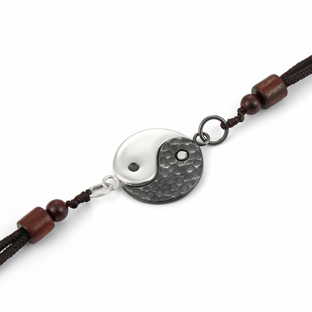 Buddha Stones 990 Sterling Silver Yin Yang Balance Harmony Necklace Pendant