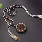 Buddha Stones Agarwood Nine Tailed Fox Zakiram Goddess of Wealth Green Tara Thangka Luck String Necklace Necklaces & Pendants BS 1