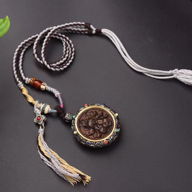 Buddha Stones Agarwood Nine Tailed Fox Zakiram Goddess of Wealth Green Tara Thangka Luck String Necklace (Extra 30% Off | USE CODE: FS30)