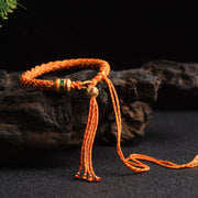 Buddha Stones Tibetan Handmade Luck Prayer Wheel Bead Charm Weave Colorful String Bracelet Bracelet BS Orange(Wrist Circumference 14-19cm)