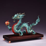 Buddha Stones Year Of The Dragon Auspicious Dragon Brass Copper Luck Success Office Decoration Decorations BS Blue Dragon 31cm*10.5cm*19cm