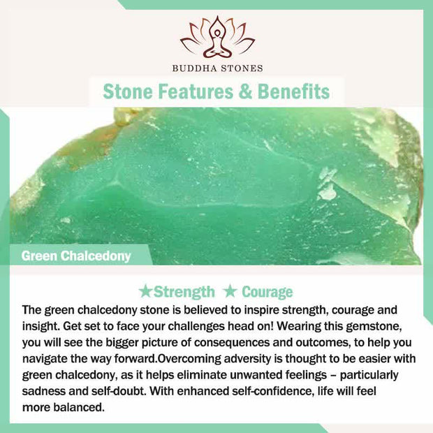 Buddha Stones 925 Sterling Silver Green Chalcedony Bell Strength Bracelet Bangle Bracelet Bangle BS 7