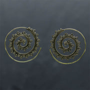 Buddha Stones Tibetan Lotus Spiral Pattern Copper Blessing Dangle Drop Earrings Earrings BS Gold