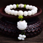 Buddhastoneshop Lotus Natural White Bodhi Seed Luck Bracelet