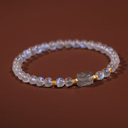 Buddha Stones 925 Sterling Silver Plated Gold Natural Moonstone PiXiu Healing Bracelet Bracelet BS 6
