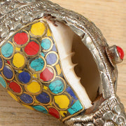 Buddha Stones Tibetan Handmade Natural Shankha Colorful Conch Shell Seashell Wealth Home Decoration