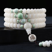 Buddha Stones Bodhi Seed Bead Lotus Blessing Charm Bracelet Mala Bracelet BS Bodhi Seed&Green Blessing Bead 10*8mm