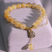 Buddha Stones Citrine Lucky Fu Character Happiness Bracelet