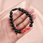 Buddha Stones Black Obsidian Luminous Glowstone Strength Bracelet Bracelet BS 9
