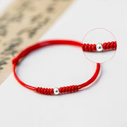 Buddha Stones 925 Sterling Silver Luck Bead Protection Red String Braided Bracelet Bracelet BS 18
