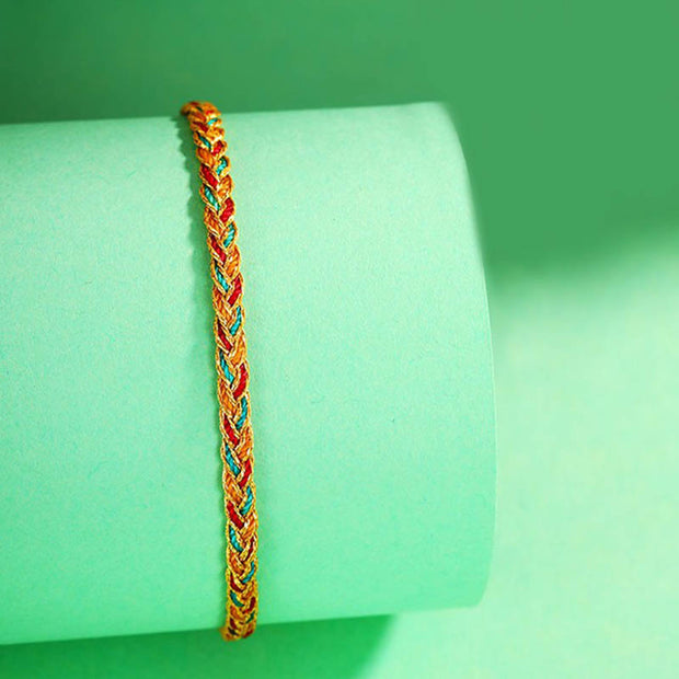 Buddha Stones Handmade Multicolored Dragon Scale Pattern Braid String Bracelet