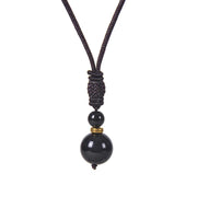 Buddha Stones Tibetan Jade Harmony Necklace Necklace BS Obsidian