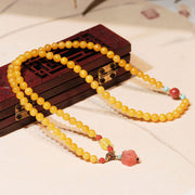 Buddha Stones Amber Healing Balance Necklace Flower Charm Bracelet