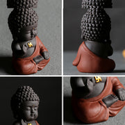Buddha Stones Small Buddha Serenity Purple Clay Home Desk Decoration