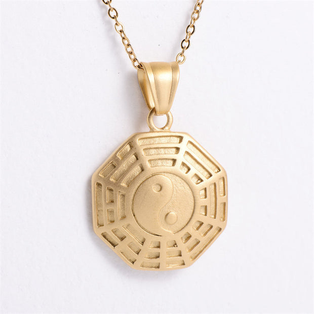 Buddha Stones Bagua Yin Yang Titanium Steel Balance Necklace Chain Pendant Necklaces & Pendants BS 2