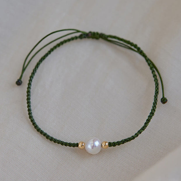 Buddha Stones Natural Pearl Bead Luck Braid String Bracelet Bracelet BS 9
